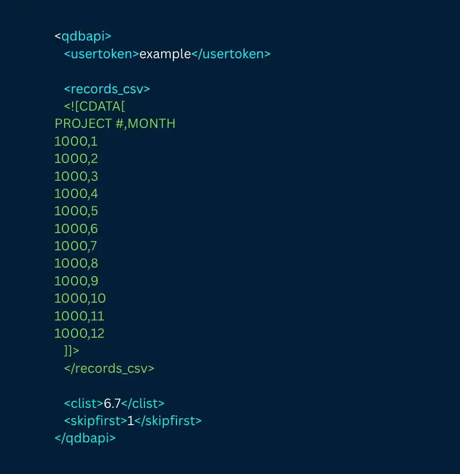 Example API_ImportFromCSV Request | Quandary Consulting Group
