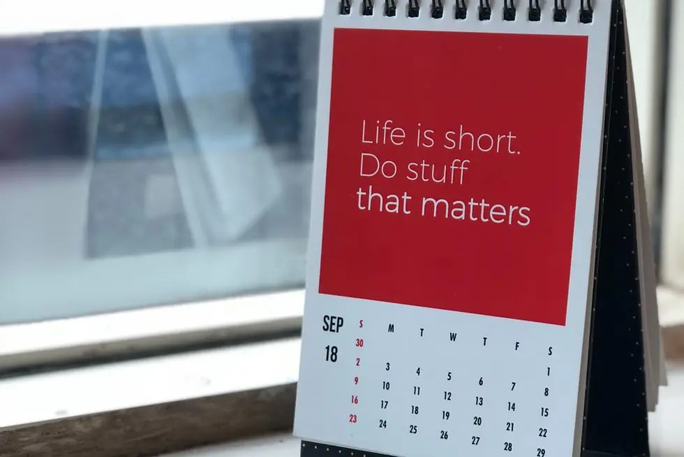 a calendar with caption
