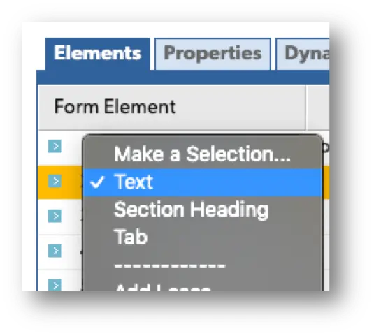 Text item properties
