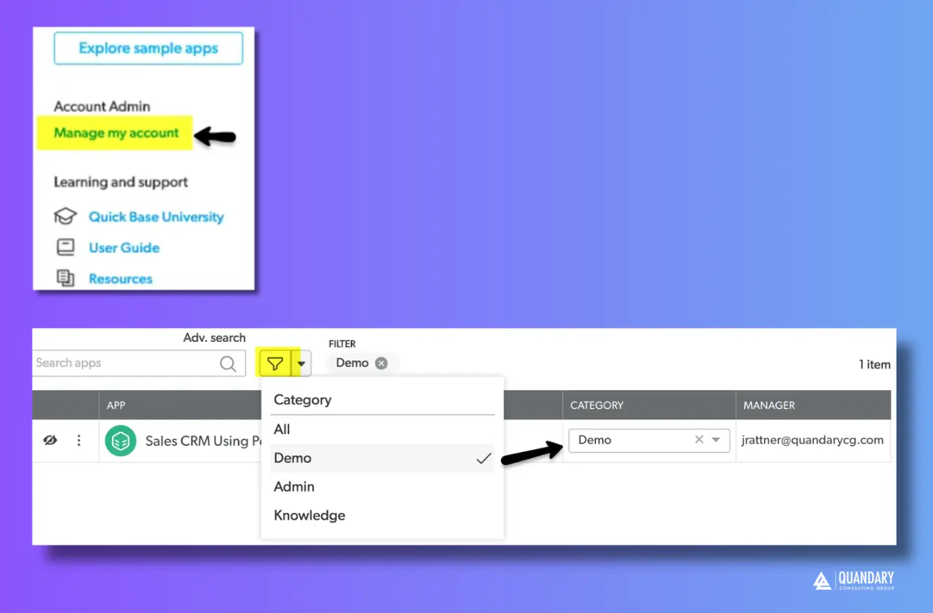 How to find an App from your Quickbase Realm Page | Quandary Consulting Group