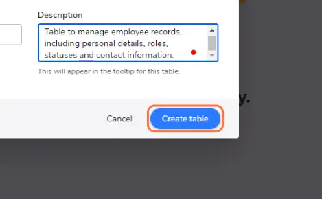 Create Table