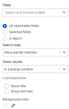 a screenshot of the search section of a website