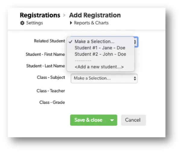 a computer screen showing a registration form