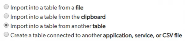 Import into a Table from Another Table