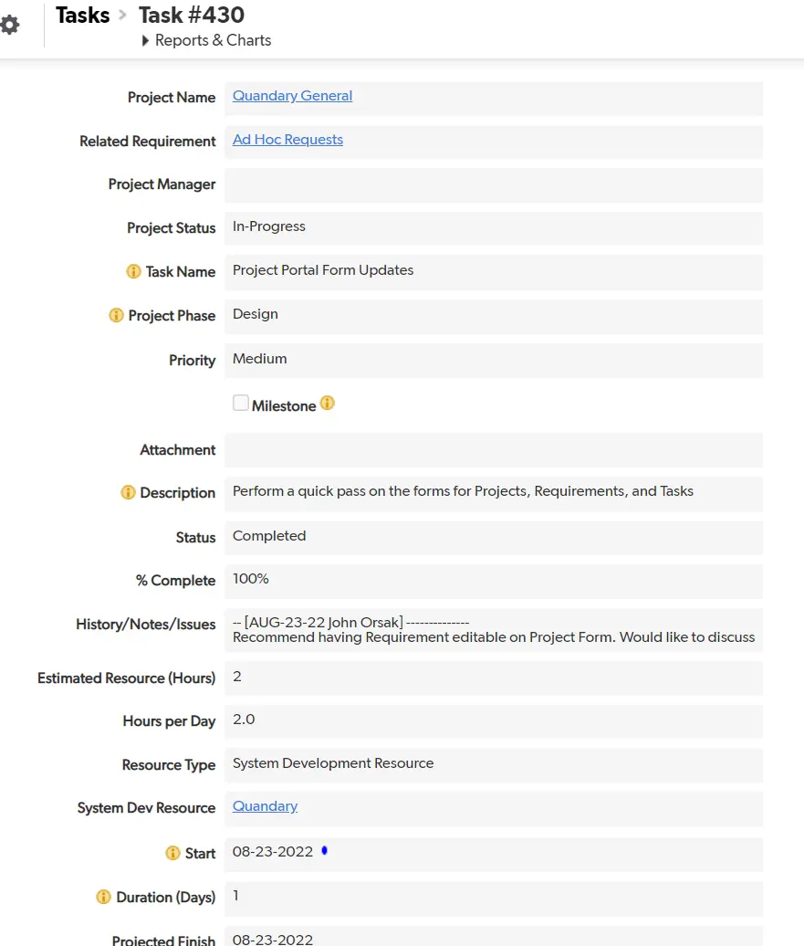 Example of Bad Quickbase Form