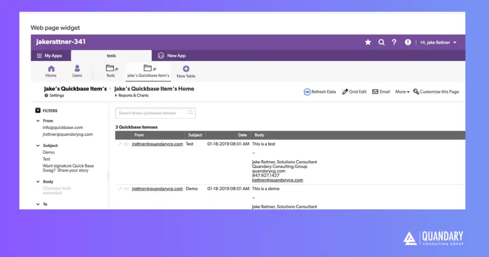 Embedding an iFrame in Quickbase | Quandary Consulting Group