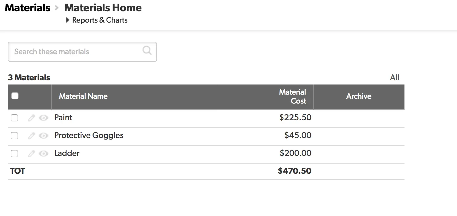 a screen shot of a website listing for materials
