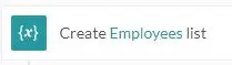 a white and blue logo with the words create employees list