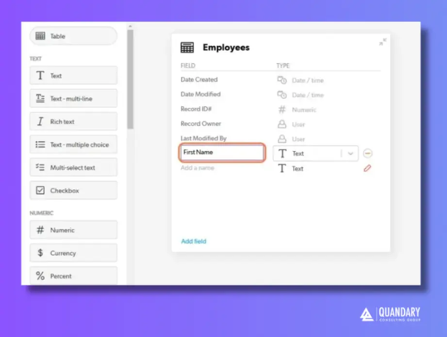 Naming your New Field in Quickbase | Quandary Consulting Group