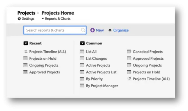Organize at the top of the panel
