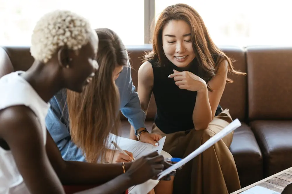 Three woman talking
