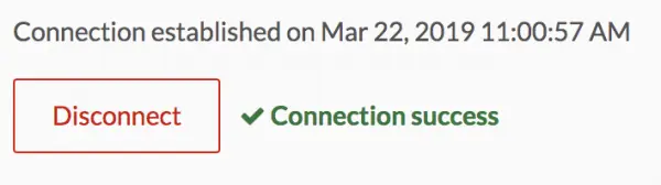 a red box with the words connection established on it