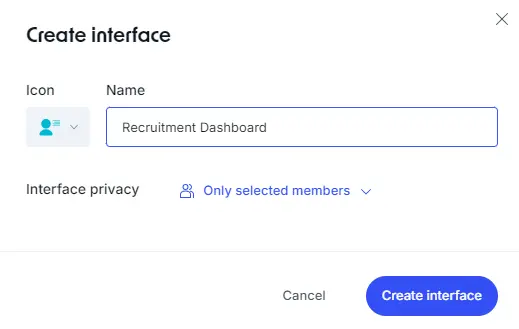 a screen shot of the create interface