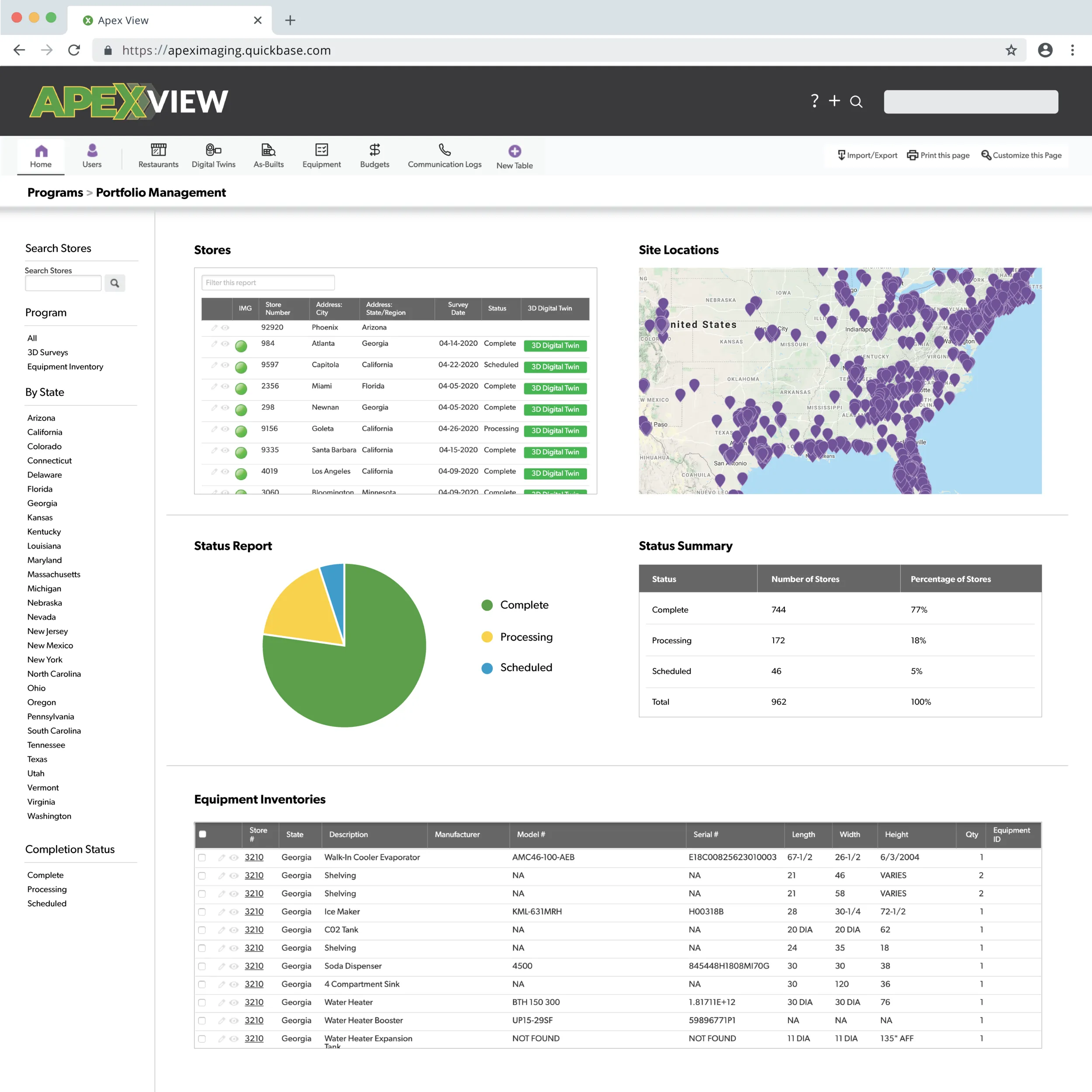 Screenshot of Apex Imaging Services Quickbase Solution for Facility Condition Assesments