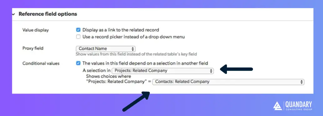 Conditional Drop-down Reference Field Options in Quickbase | Quandary Consulting Group