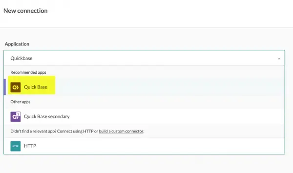 a screenshot of the new connection page