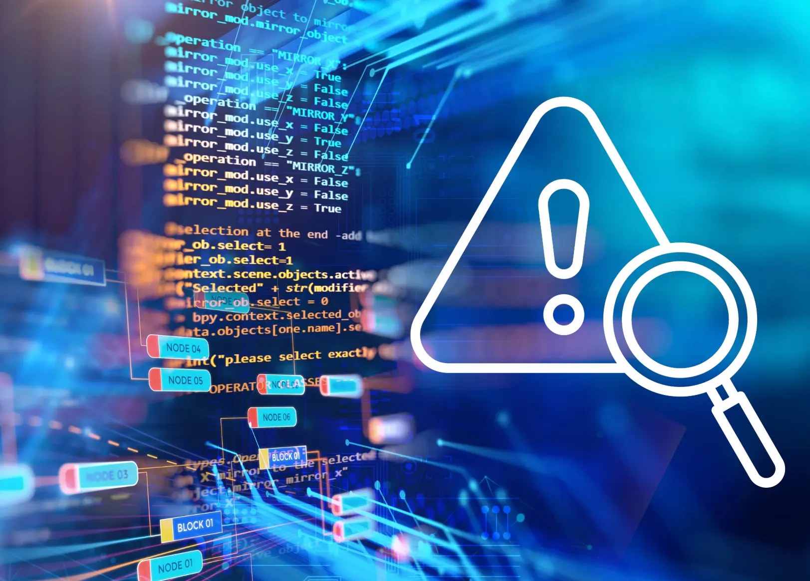 PICTURE OF COMPUTER CODE WITH A RISK ASSESSMENT ICON ON TOP