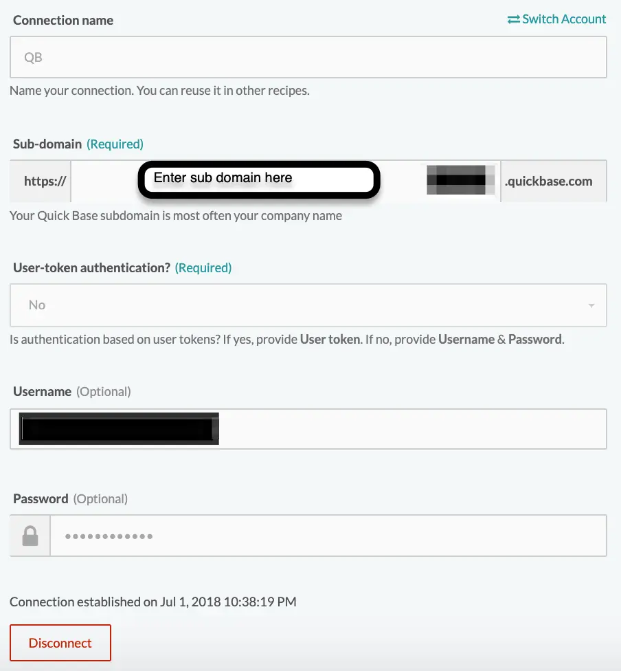 Quickbase connection