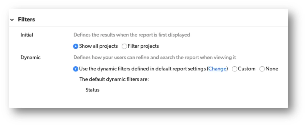 a screenshot of a computer screen showing the settings for a project