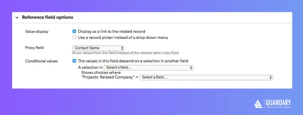 Reference Field Option in Quickbase | Quandary Consulting Group