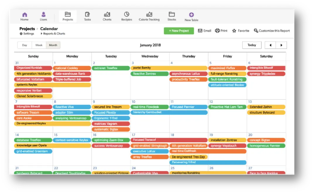 a calendar is displayed on a tablet screen