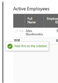 a screen shot of the active employees tab
