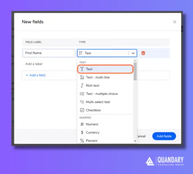 Add a Appropriate Field in Quickbase | Quandary Consulting Group