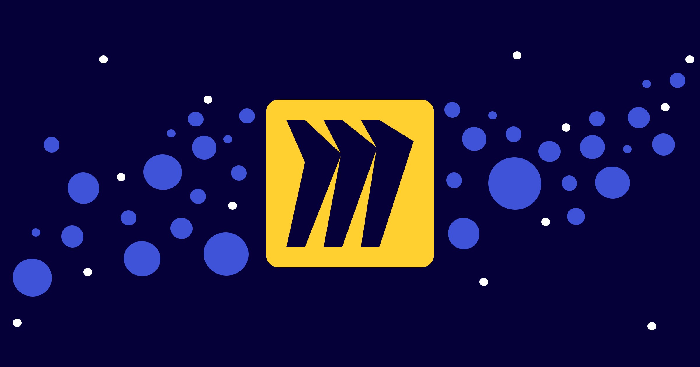 MIRO LOGO ON A NAVY BACKGROUND WITH BLUE BUBBLES