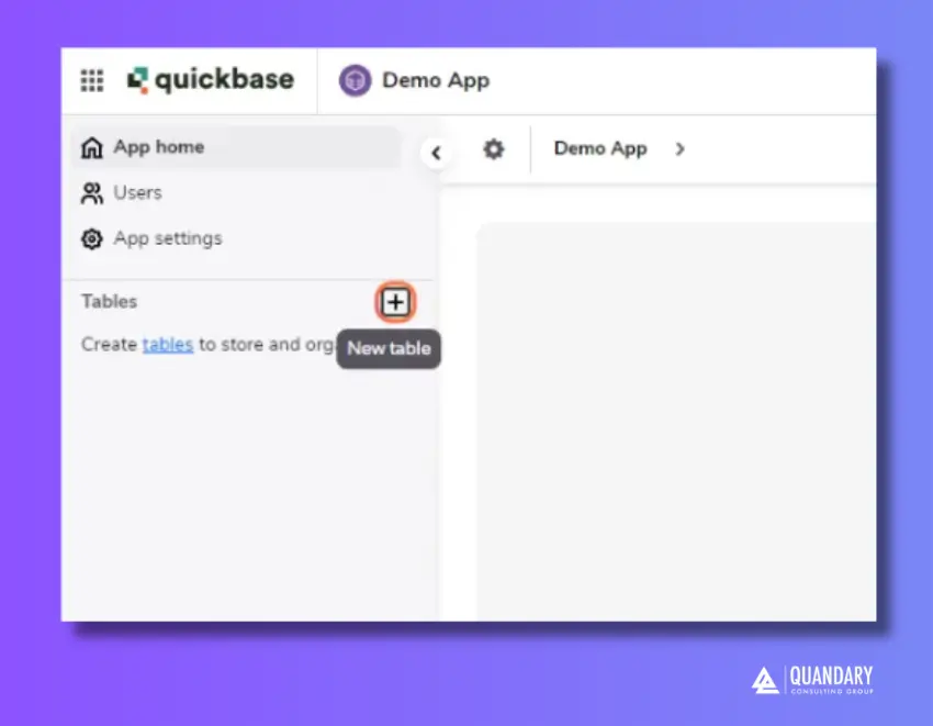 Quickbase My Apps page - Add a New Quickbase Table | Quandary Consulting Group