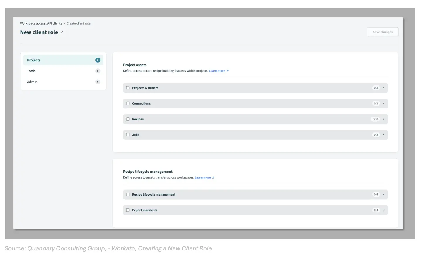 Quandary Consulting Group; Creating a New Client Role in Workato