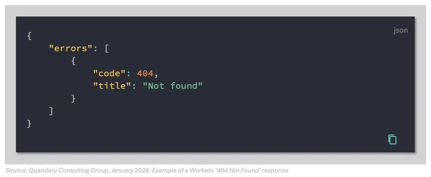 Quandary Consulting Group, Workato HTTP response code: 403 Not Found