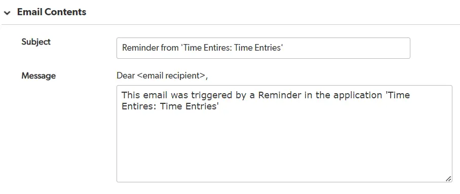 Email Subject and Message