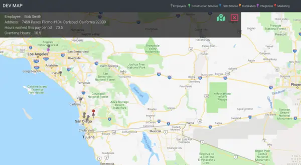 a map of a large area with a lot of places on it