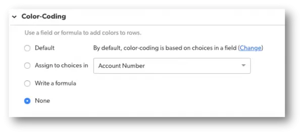 Color-Coding section of the report builder, select None.