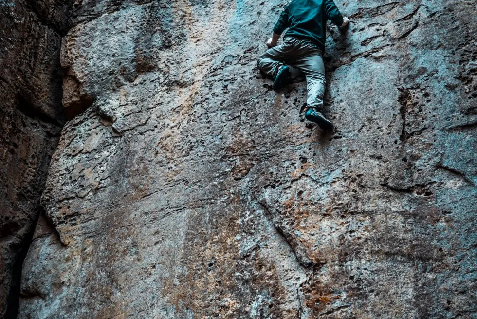 a man climbing