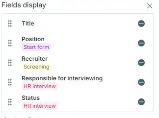 a screen shot of a web page with the words fields displayed