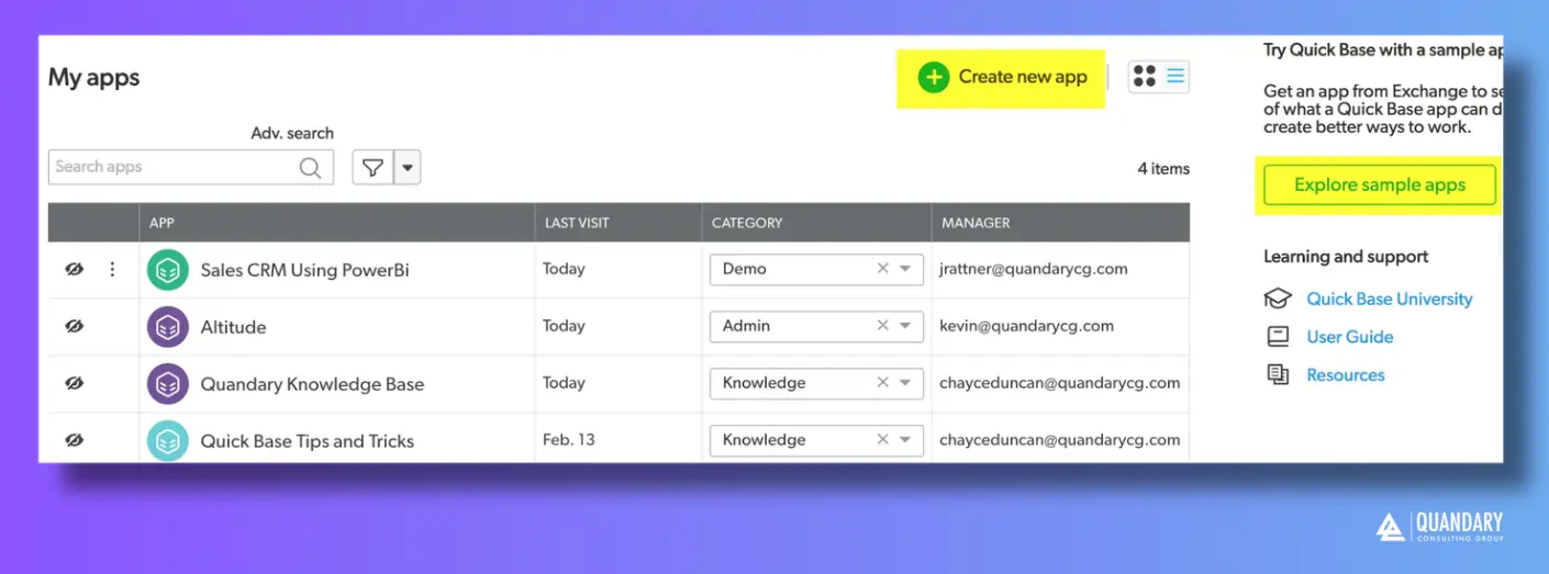 How to Add an App to your Quickbase Realm | Quandary Consulting Group