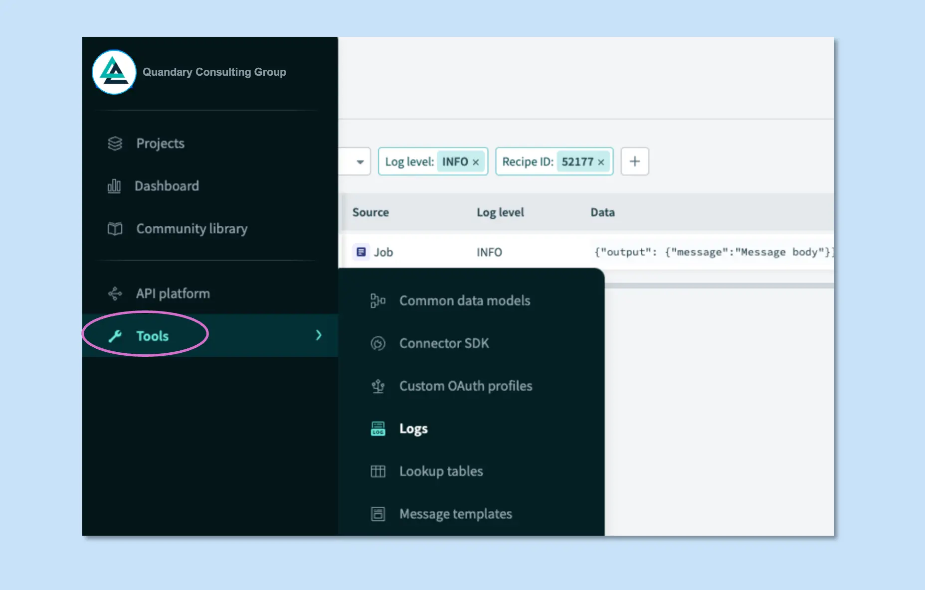 How to access Workato Log Page