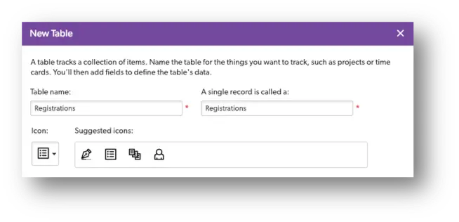 the new table page on a mobile device