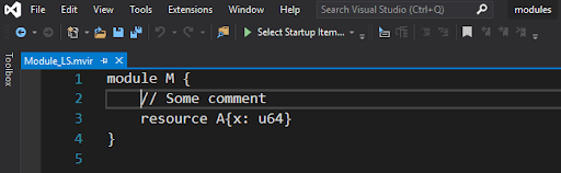 Visual Studio Code editor showing F# module syntax with code comments and resource declaration.