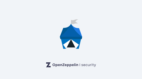 Blue shield-shaped security logo with a tent symbol and OpenZeppelin security branding below.