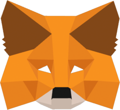 Orange and brown geometric fox face with pointed ears and white eyes.