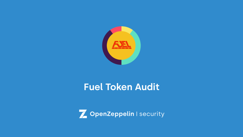 Fuel Token Audit logo with colorful circular design on blue background with OpenZeppelin security branding.