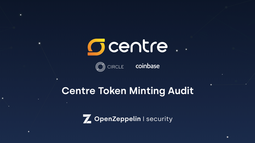 Centre Token Minting Audit by OpenZeppelin Security, featuring Circle and Coinbase logos on dark starry background.