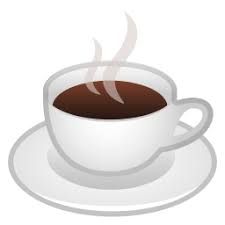 Steaming white ceramic cup of hot coffee on a saucer.