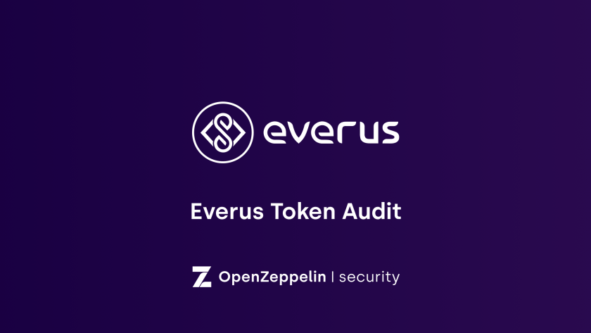 Everus logo with "Everus Token Audit" text and OpenZeppelin security branding on dark purple background.