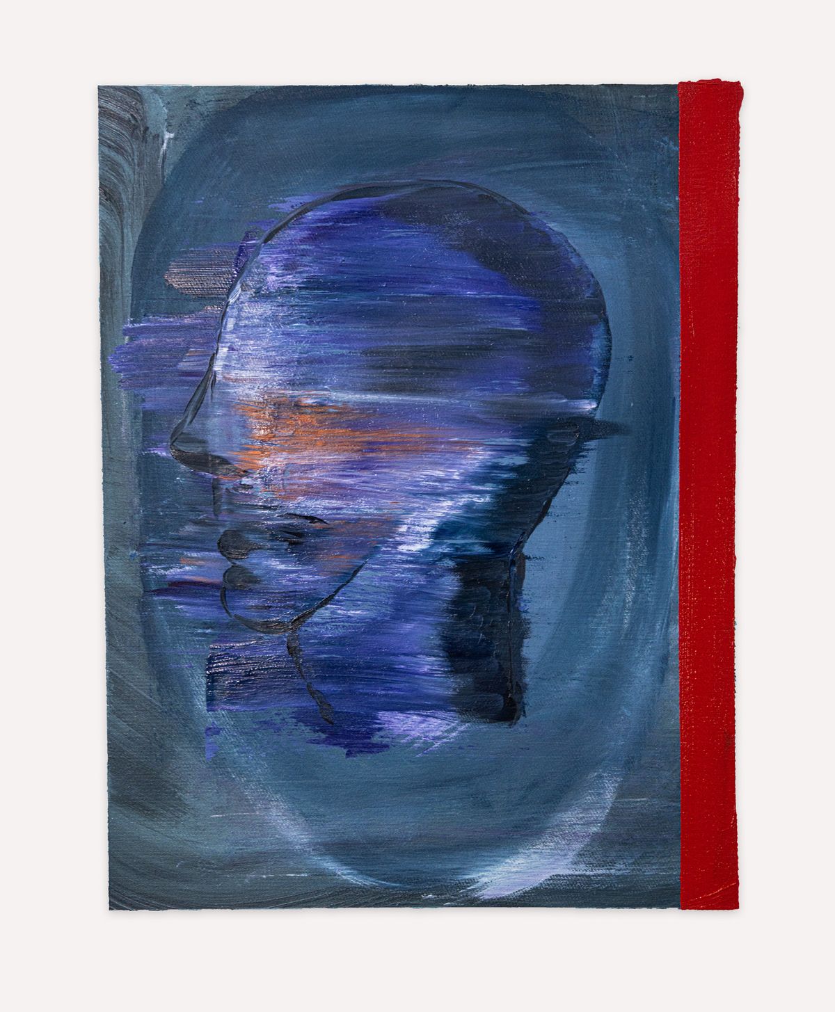Gaby Sahhar, Profile with red stripe, 2025. Oil on canvas. 43 x 75 cm.