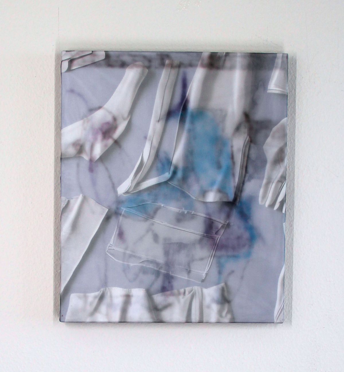 Dorota Gawęda and Eglė Kulbokaitė, Ectoplasm (695Z), 2025. Mixed media on linen. 50 x 60 x 4.5 cm.