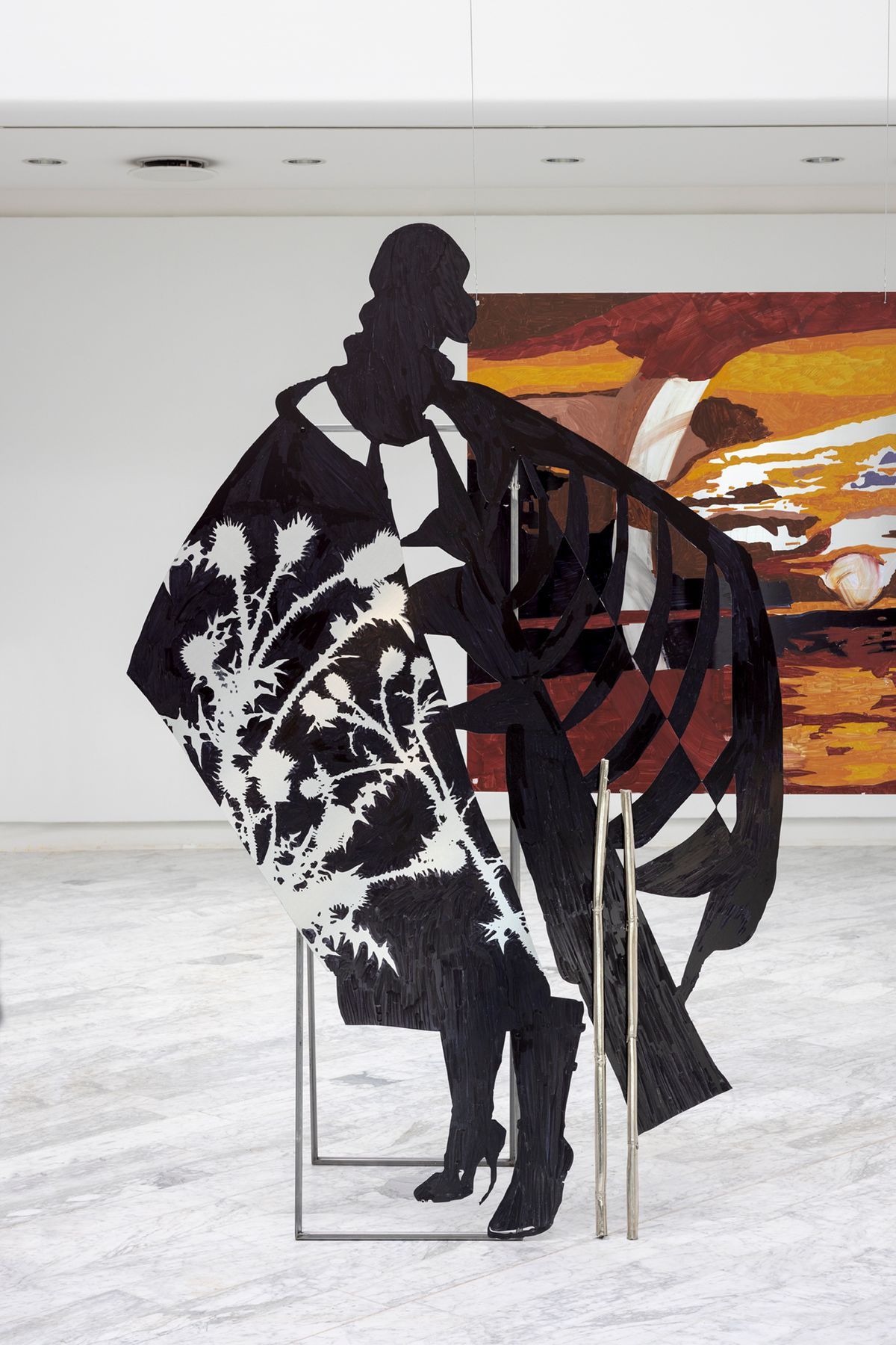 Lito Kattou, Body XVII, 2022, 210 x 149 X 40 cm, aluminum, acrylic, steel, nickel plated copper