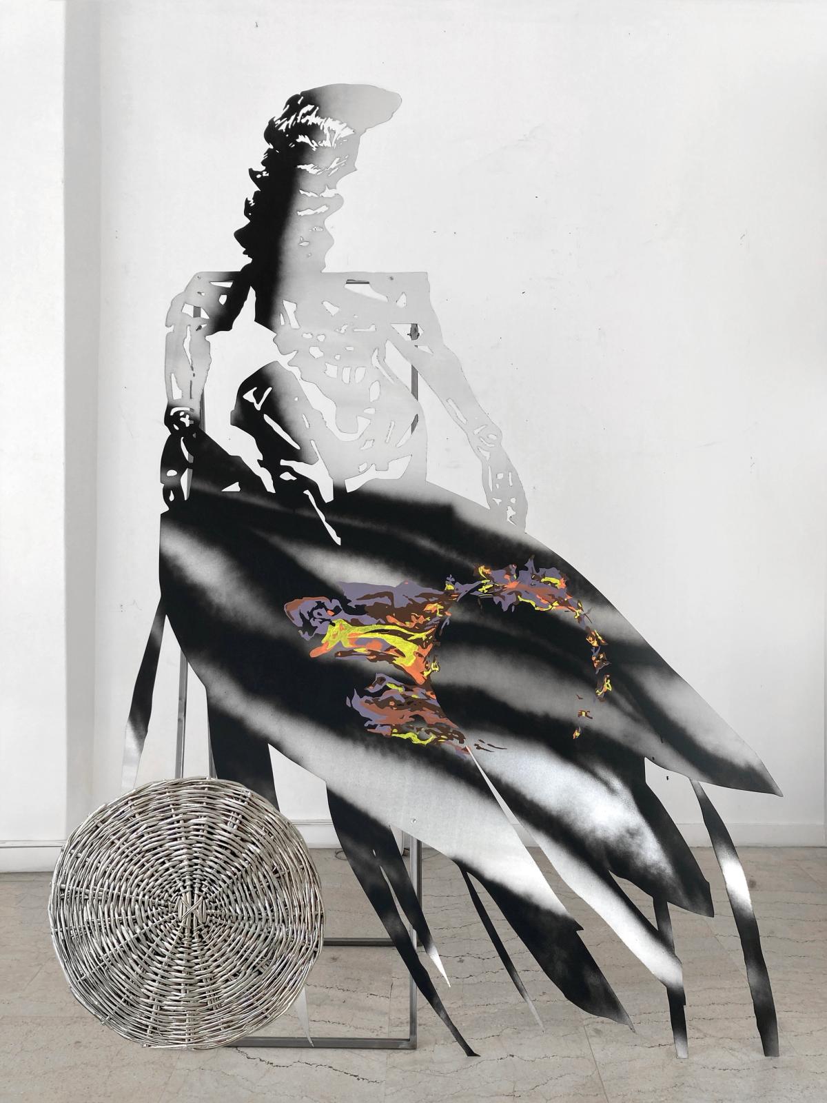 Lito Kattou, Body XII, 2022, aluminum, steel, acrylic paint, 210 x 136,3 x 40 cm